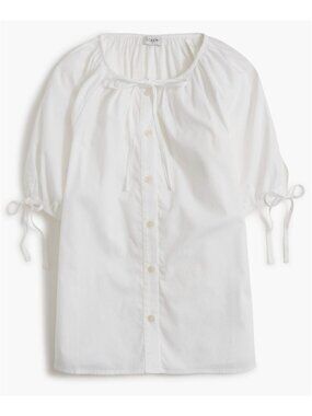 New J.Crew Women's Size XL White Button-front top with tie sleeves